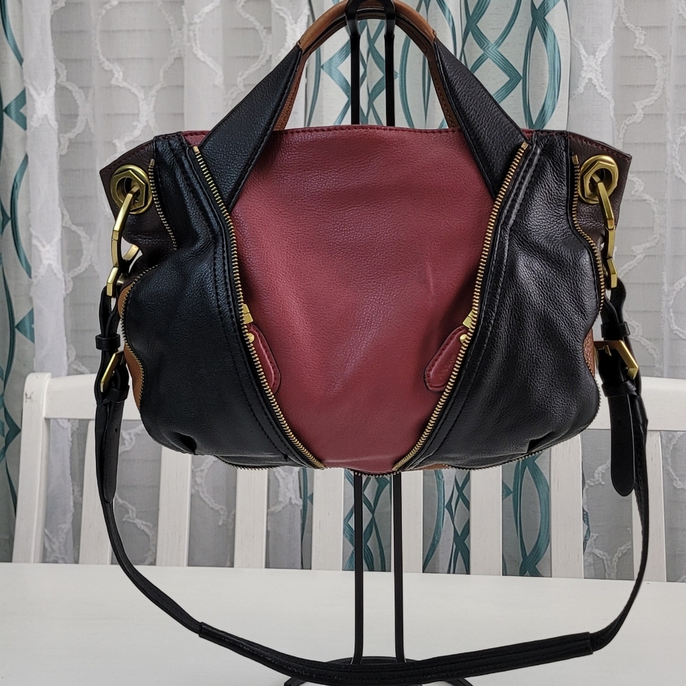 ORYANY Colorblock Pebble Leather Shoulder Bag